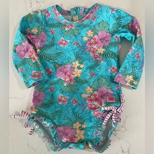 RuffleButts 18/24m Floral Long Sleeve Kids Swimwear